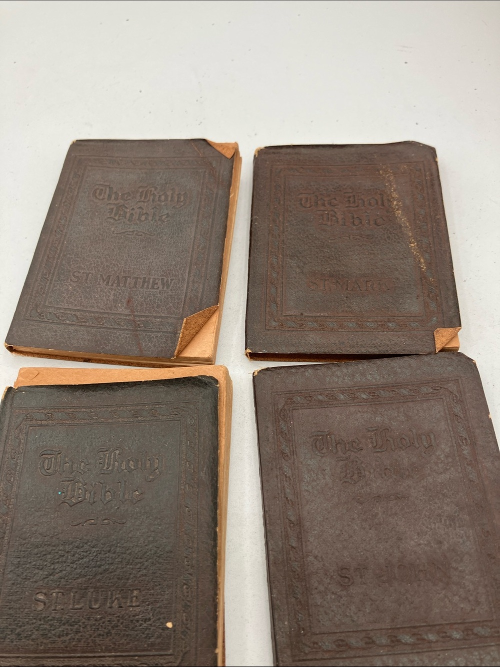 Set of 4 Small Pocket Bibles - Brown Covers